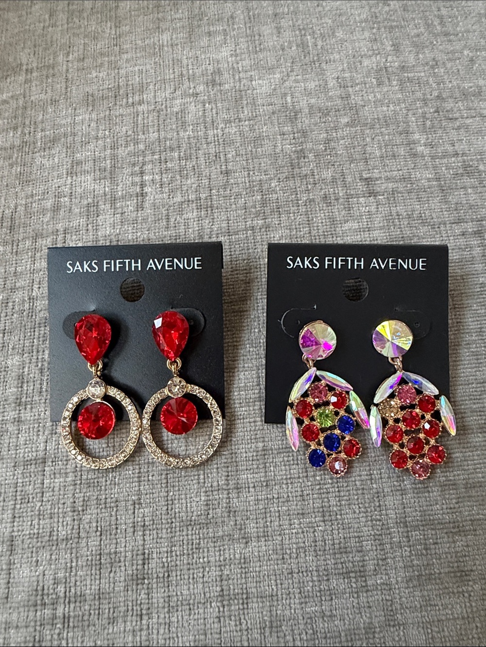 Saks Fifth Avenue Red and Multicolor Crystal Drop Earrings - Pair
